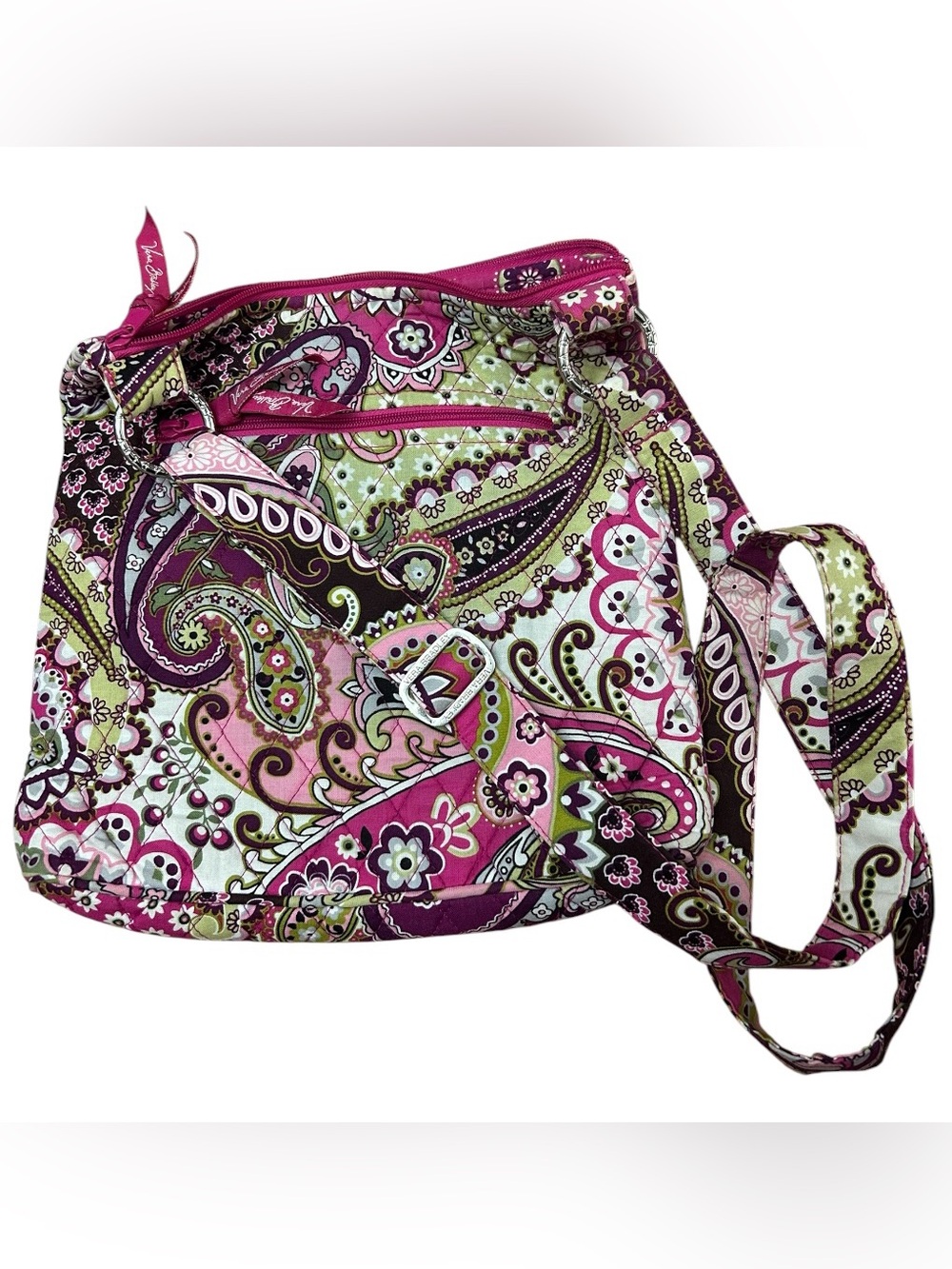 Vera Bradley Crossbody Quilted Purse Very Berry Paisley Pink Bag Hipster Ziptop - Picture 4 of 7